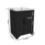 Grade A2 - 600mm Black Freestanding Vanity Unit with Basin - Camden