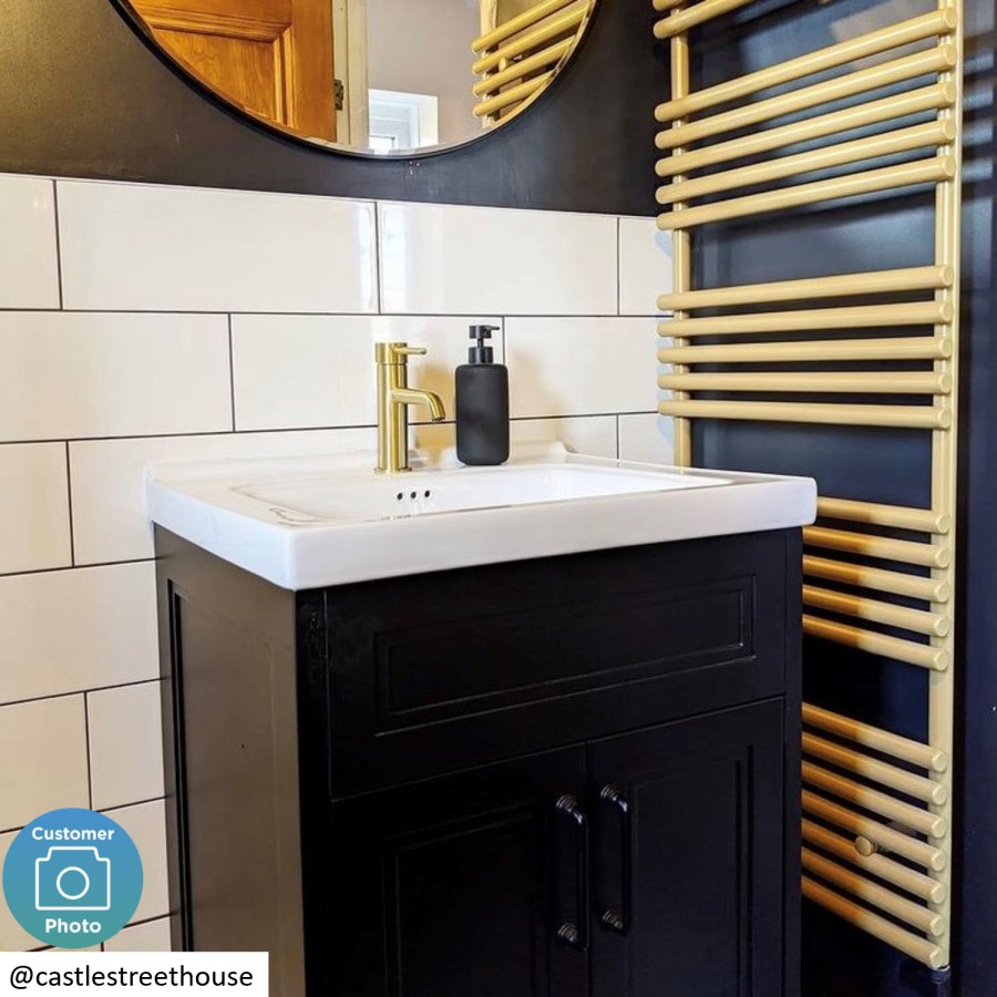 Grade A2 - 600mm Black Freestanding Vanity Unit with Basin - Camden