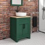 600mm Green Freestanding Countertop Vanity Unit with Basin - Camden