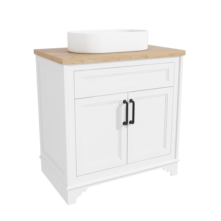 800mm White Freestanding Countertop Vanity Unit with Basin - Camden