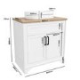 800mm White Freestanding Countertop Vanity Unit with Basin - Camden