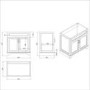 800mm White Freestanding Countertop Vanity Unit - Camden