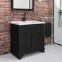 Grade A2 - 800mm Black Freestanding Vanity Unit with Basin - Camden