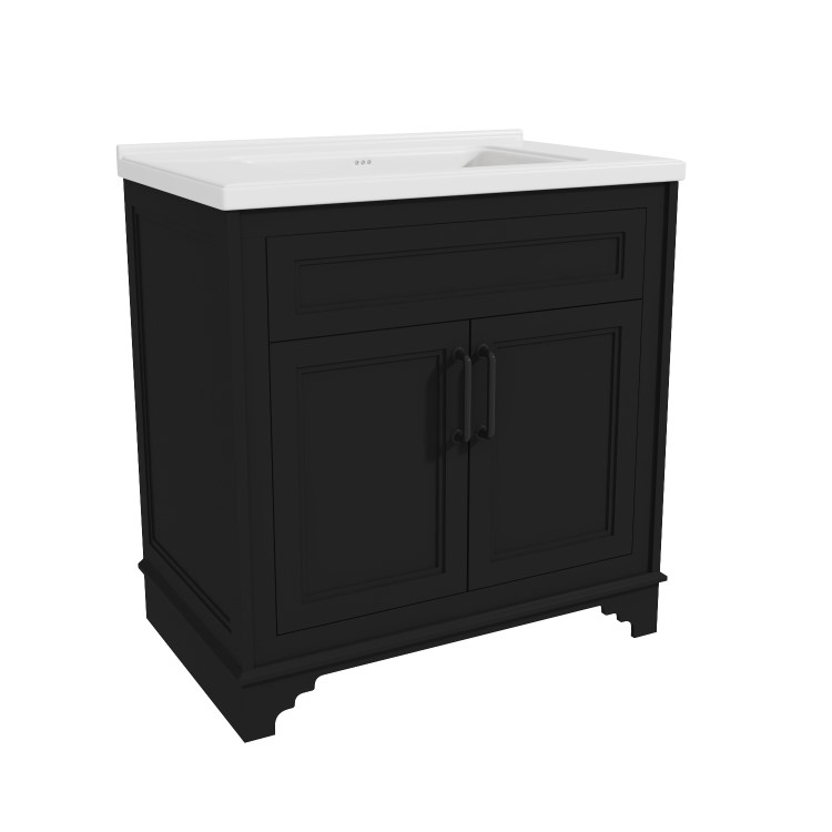 Grade A2 - 800mm Black Freestanding Vanity Unit with Basin - Camden