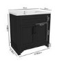 Grade A2 - 800mm Black Freestanding Vanity Unit with Basin - Camden