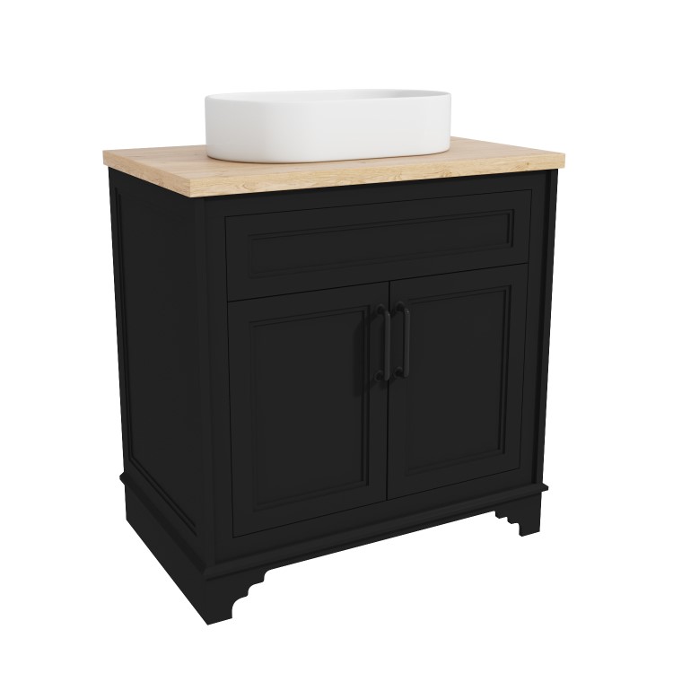 800mm Black Freestanding Countertop Vanity Unit with Basin - Camden