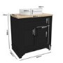 800mm Black Freestanding Countertop Vanity Unit with Basin - Camden