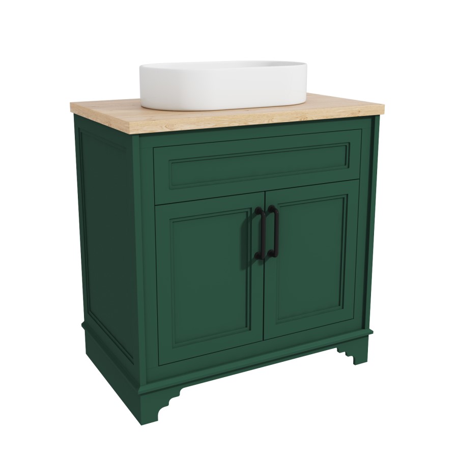 800mm Green Freestanding Countertop Vanity Unit with Basin - Camden