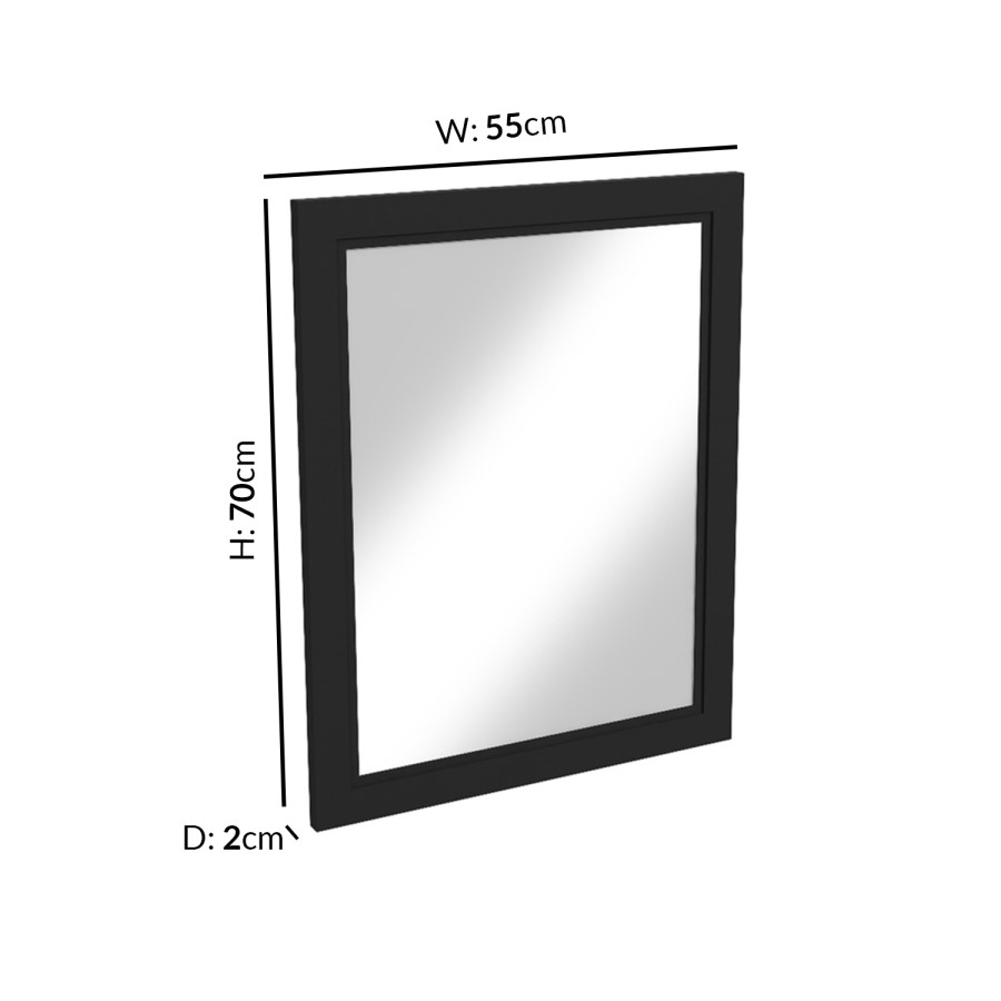 Rectangular Black Wall Mirror 550 x 700mm - Camden