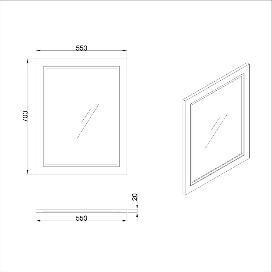 Rectangular Black Wall Mirror 550 x 700mm - Camden