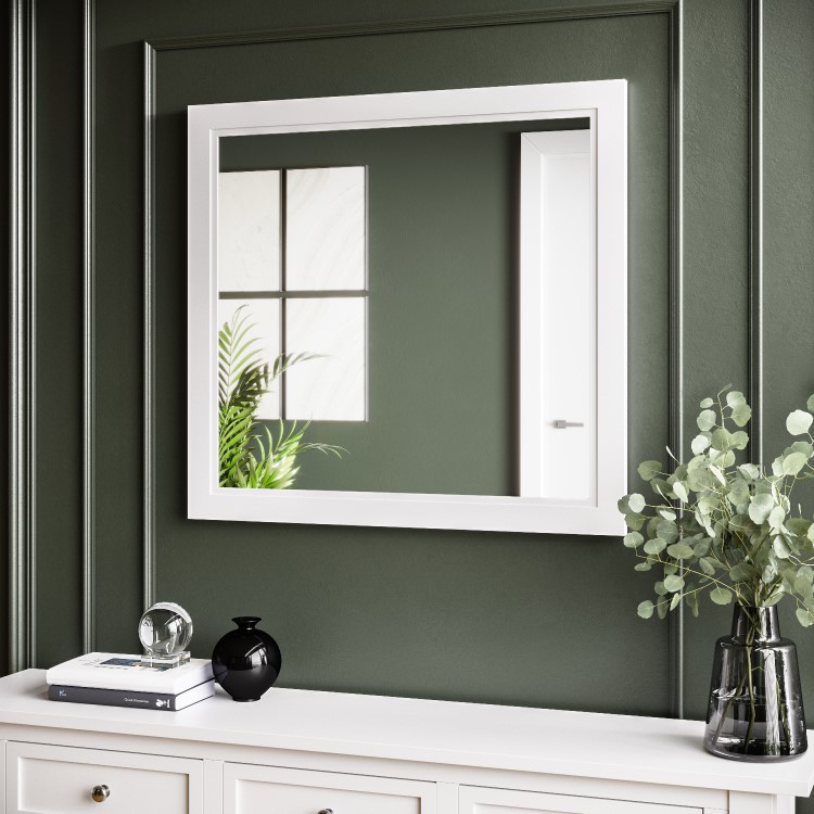 Rectangular White Wall Mirror 750 x 700mm - Camden