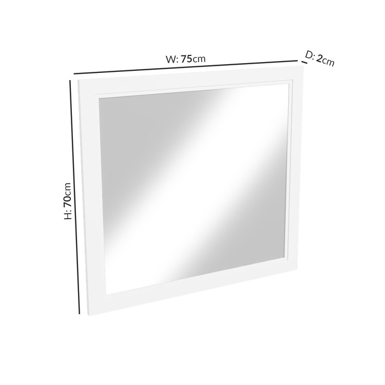 Rectangular White Wall Mirror 750 x 700mm - Camden