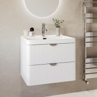 600mm White Wall Hung Vanity Unit with Basin and Chrome Handles - Empire