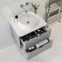 600mm Grey Wall Hung Countertop Vanity Unit with Basin and Chrome Handles - Empire