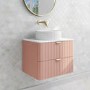 600mm Nude Wall Hung Vanity Unit with Marble Top Countertop Basin & Brushed Chrome Handles- Empire