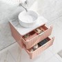 600mm Nude Wall Hung Vanity Unit with Marble Top Countertop Basin & Brushed Chrome Handles- Empire