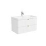 Grade A1 - 800mm White Wall Hung Vanity Unit with Basin and Brass Handles - Empire