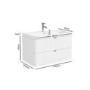 Grade A1 - 800mm White Wall Hung Vanity Unit with Basin and Brass Handles - Empire