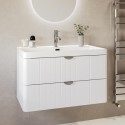 BUN/BeBa_25817/77483 800mm White Wall Hung Vanity Unit with Basin and Chrome Handles - Empire