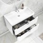 Grade A1 - 800mm White Wall Hung Vanity Unit with Basin and Chrome Handles - Empire