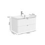 Grade A1 - 800mm White Wall Hung Vanity Unit with Basin and Chrome Handles - Empire