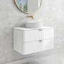 800mm White Wall Hung Vanity Unit with Marble Top Countertop Basin & Brushed Brass Handles- Empire