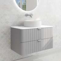 800mm Grey Wall Hung Countertop Vanity Unit with Basin and Chrome Handles - Empire
