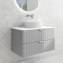 800mm Grey Wall Hung Countertop Vanity Unit with Basin and Chrome Handles - Empire