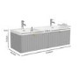 Grade A2 - 1200mm Grey Wall Hung Double Vanity Unit with Basin and Brass Handles - Empire