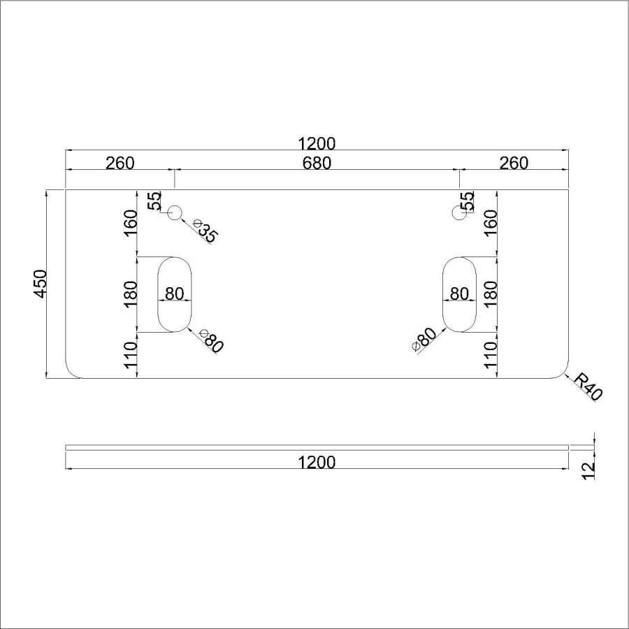 Grade A2 - 1200mm Grey Wall Hung Double Vanity Unit with Basin and Brass Handles - Empire