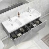 1200mm Grey Wall Hung Double Vanity Unit with Basins and Chrome Handles - Empire