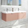 1200mm Pink Wall Hung Double Vanity Unit with Basin and Chrome Handles - Empire