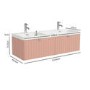 1200mm Pink Wall Hung Double Vanity Unit with Basin and Chrome Handles - Empire