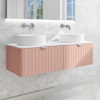 1200mm Nude Wall Hung Vanity Unit with Marble Top Countertop Double Basin & Brushed Chrome Handles- Empire
