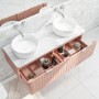 1200mm Nude Wall Hung Vanity Unit with Marble Top Countertop Double Basin & Brushed Chrome Handles- Empire
