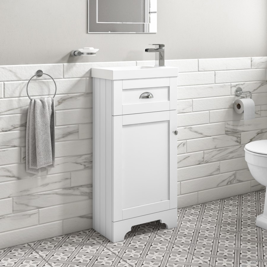 GRADE A1 - 400mm White Cloakroom Vanity Unit with Basin - Baxenden