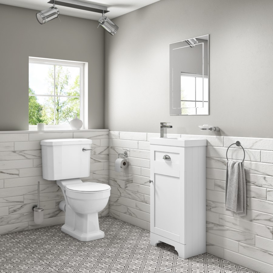 GRADE A1 - 400mm White Cloakroom Vanity Unit with Basin - Baxenden