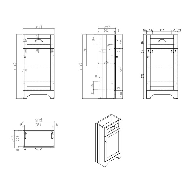 Grade A2 - 400mm White Cloakroom Vanity Unit with Basin - Baxenden