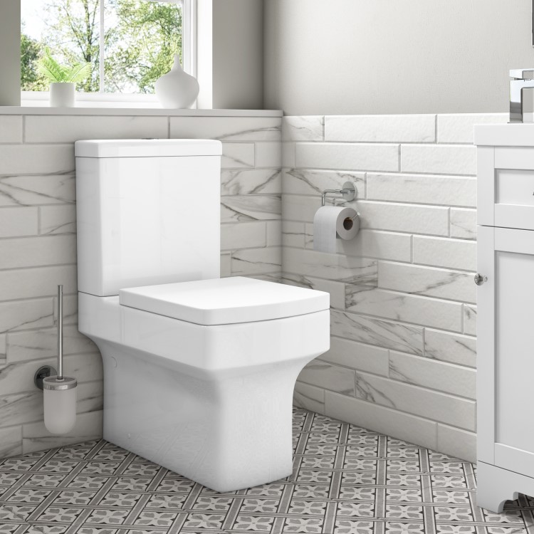 Baxenden Cloakroom Toilet Suite with White Floorstanding Vanity Unit and Basin 