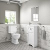 Traditional Cloakroom Suite with White Vanity Unit Small Basin &amp; Close Coupled Toilet
