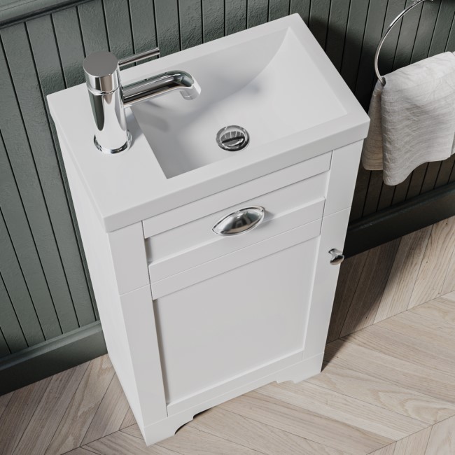 White Cloakroom Vanity Unit with Basin with Addison Toilet Suite