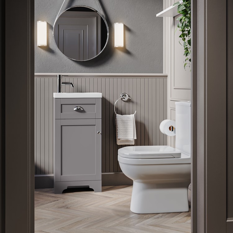 400mm Grey Cloakroom Vanity Unit with Basin - Baxenden