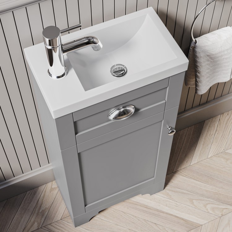 400mm Grey Cloakroom Vanity Unit with Basin - Baxenden