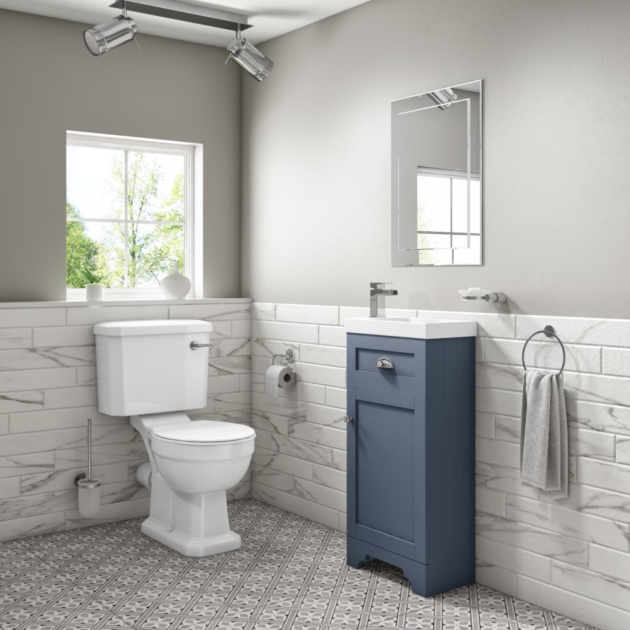 Grade A2 - 400mm Blue Cloakroom Vanity Unit with Basin - Baxenden