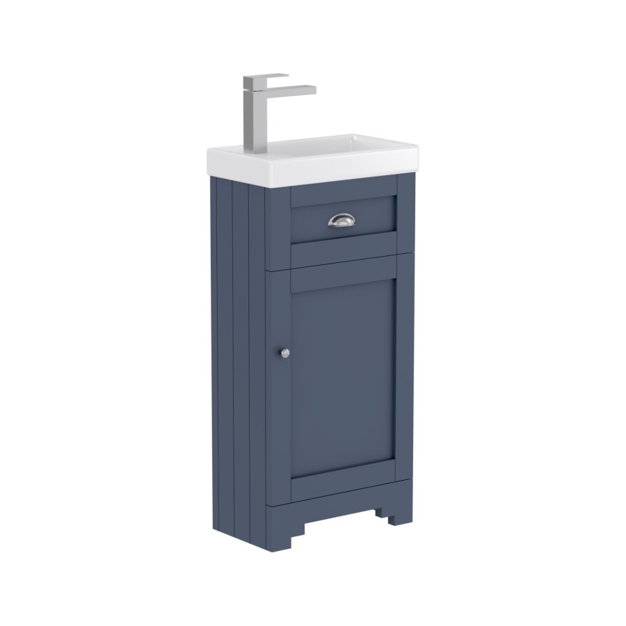 Grade A2 - 400mm Blue Cloakroom Vanity Unit with Basin - Baxenden