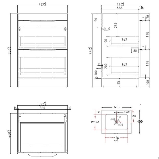 600mm White Freestanding Vanity Unit with Matt Basin - Sion