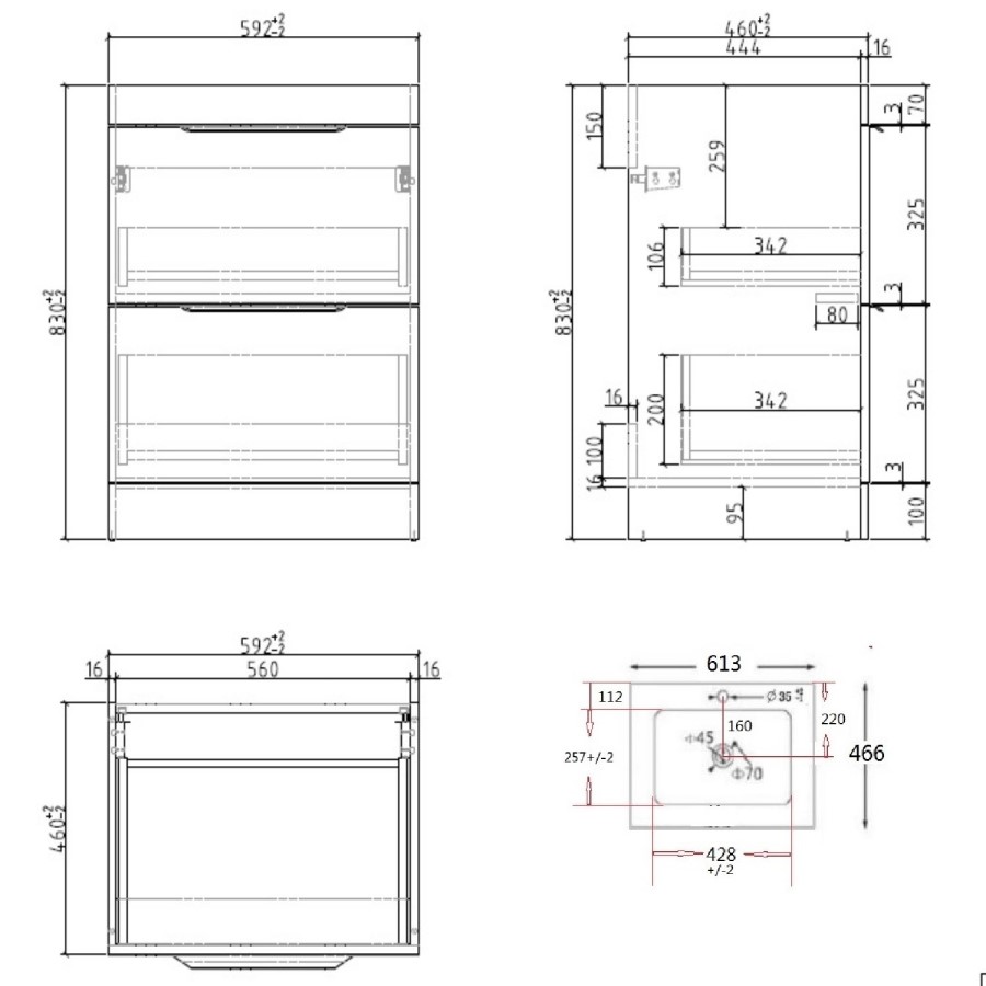 600mm Concrete Effect Freestanding Vanity Unit with Matt Basin - Sion