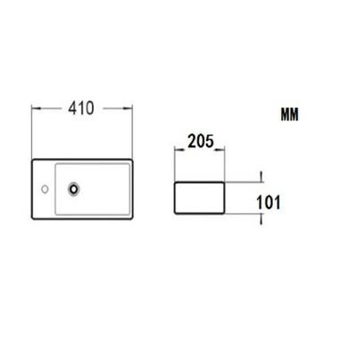 Cloakroom Matt Wall Hung Basin Left Hand and Waste 405mm - Detroit