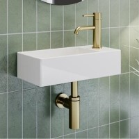 Cloakroom Matt Wall Hung Basin Right Hand and Waste 405mm - Detroit Cloakroom Matt Wall Hung Basin Right Hand and Waste 405mm - Detroit