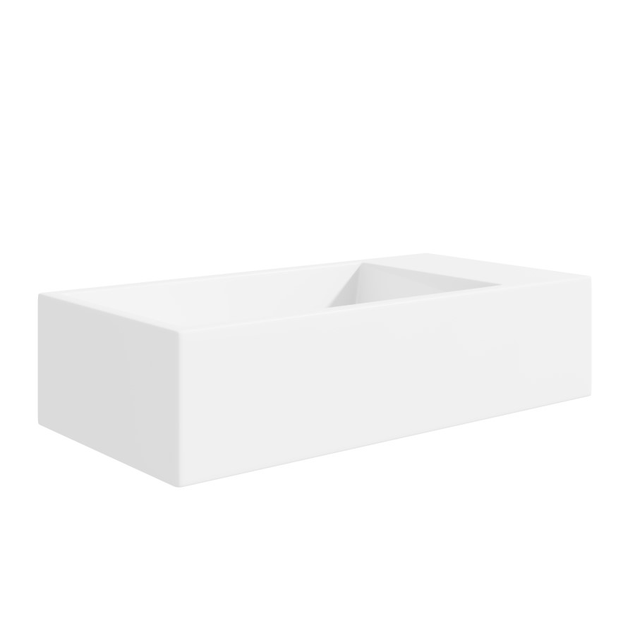 Cloakroom Matt Wall Hung Basin Right Hand and Waste 405mm - Detroit